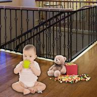 stairway safety rail - 180 inch x 32 inch - banister net for baby, small pet, toy - indoor & outdoor use (black) logo