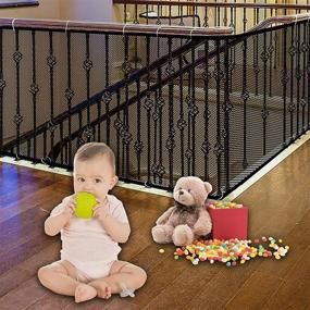 img 4 attached to Stairway Safety Rail - 180 inch x 32 inch - Banister Net for Baby, Small Pet, Toy - Indoor & Outdoor Use (Black)