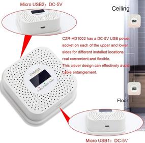 img 3 attached to Cazoner Обнаружитель природного газа и пропановый сигнализатор: передовая домашняя газовая 🔥 сигнализация для кухни, кемпера или автодома с ЖК-дисплеем и двумя USB-выходами питания