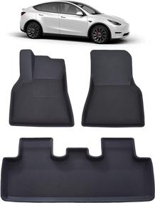 img 4 attached to 🚗 Автомобильный коврик LDCRS для Tesla Model Y 2021 - Всепогодная защита - 3D Водонепроницаемые автомобильные коврики - Премиумные антипролежневые подкладки - Набор из 3 шт. (Первый и Второй ряды)