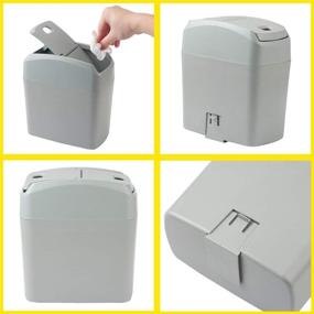 img 1 attached to 🚗 Gray Car Trash Can with Lid – Waste Container & Garbage Bin for Home Office and Car