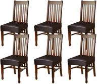 🪑 fuloon waterproof dining chair covers - set of 6 coffee-colored leather slipcovers logo