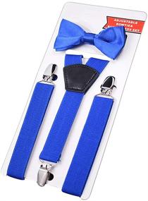 img 1 attached to Набор подтяжек и галстуков для мальчиков AYOSUSH - 👔 Тулуповидной формы с 3 клипсами, эластичные подтяжки, идеально подходят для детей.
