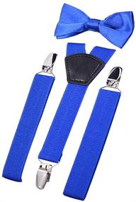 img 2 attached to Набор подтяжек и галстуков для мальчиков AYOSUSH - 👔 Тулуповидной формы с 3 клипсами, эластичные подтяжки, идеально подходят для детей.