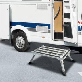 img 1 attached to 🚐 Folding Aluminum RV Step Stool Platform - Sturdy, Lightweight, Anti-slip & 550 LB Load Capacity - Ideal Extra Step for RV, Motorhome, Trailer, SUV, Camper