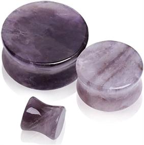 img 2 attached to 🔮 Pair of Natural Amethyst Semi-Precious Stone Saddle Plugs in Multiple Sizes