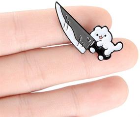 img 1 attached to 🐱 Adorable Funny Cartoon Cat with Knife Enamel Pins | Cute DIY Accessories for Backpacks, Clothes, Bags, Jackets, Hats, and Jewelry