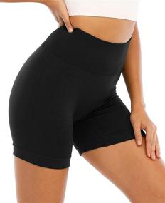 img 4 attached to 🩳 SALSPOR Seamless High Waist Workout Shorts for Women - Spandex Breathable Tummy Control Gym Biker Athletic Shorts