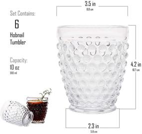 img 2 attached to 🥃 Hobnail Old Fashioned Iced Beverage Glass | Premium Vintage Tumbler Set (10.25 oz., Set of 6) for Refreshments, Soda, Juice, Whiskey, Water | Ideal for Dinner Parties, Bars, Restaurants | Clear Tumbler