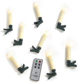 img 3 attached to Set of 8 Christmas Tree Candle Lights – Remote Controlled, Battery Operated, Adjustable Green Clips, Flickering LED Flameless Tapers with Timer