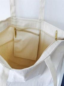 img 2 attached to 👜 (6 Pack) Bundle of 6 Large Tote Bags with Zippered Closure - Heavy Canvas, Natural Color