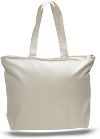 img 3 attached to 👜 (6 Pack) Bundle of 6 Large Tote Bags with Zippered Closure - Heavy Canvas, Natural Color