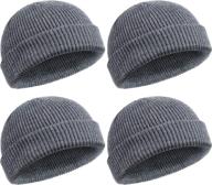 satinior 4 pieces trawler beanie watch hat: stylish roll-up skullcap for fishermen - unisex logo