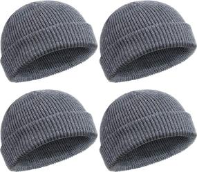 img 4 attached to SATINIOR 4 Pieces Trawler Beanie Watch Hat: Stylish Roll-up Skullcap for Fishermen - Unisex