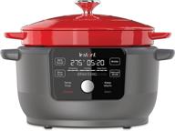 🍳 5-in-1 instant precision dutch oven: braising, slow cooking, searing/sautéing, cooking pan, food warming, 6-quart, red enamel cast iron logo