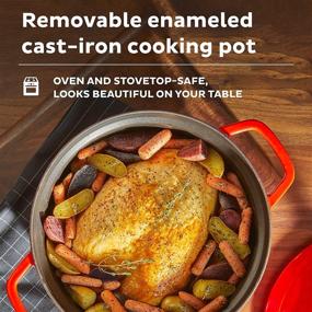 img 1 attached to 🍳 5-in-1 Instant Precision Dutch Oven: Braising, Slow Cooking, Searing/Sautéing, Cooking Pan, Food Warming, 6-Quart, Red Enamel Cast Iron