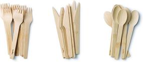img 3 attached to Bambu, 24-Pack of Biodegradable Disposable Bamboo Utensils - 100% 🌿 Organic, Compostable Knives, Forks, and Spoons for Weddings, Parties, Picnics, and Events