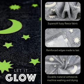 img 3 attached to Glow in The Dark Throw Blanket: Fun, Cozy Fleece Gift for Kids, Teens, and Grandkids - Plush Polyester, Wrinkle-Resistant, 50 x 60 Inches, Grey