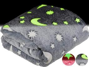 img 4 attached to Glow in The Dark Throw Blanket: Fun, Cozy Fleece Gift for Kids, Teens, and Grandkids - Plush Polyester, Wrinkle-Resistant, 50 x 60 Inches, Grey