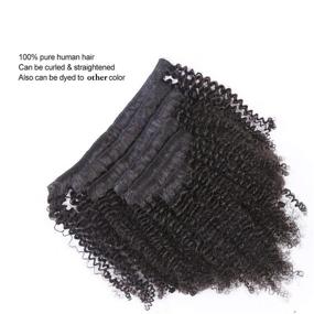 img 1 attached to Natural Black Afro Kinky Curly Hair Clip In Extensions - 100% Human Brazilian Virgin Remy Hair 3A/3B/3C - Full Head 8PC/Set (12INCH/40CM) - 100G for Black Women