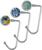 cheliz purse hook set of 3 - hanger table hanger holder womens bag storage (long3-van gogh) logo