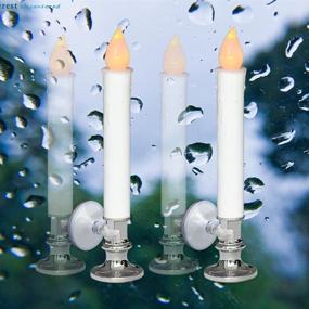 img 3 attached to 🕯️ DRomance 9-inch White Flameless LED Flickering Window Taper Candles with Remote and Timer, Set of 4 Christmas Window Candles in Silver Holders, Battery Operated with Suction Cups and Included Batteries