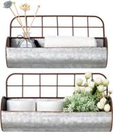 dahey farmhouse galvanized wall basket set for rustic bathroom storage and decor - wire back hanging shelves for bedroom, living room, kitchen, and more! logo