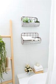 img 1 attached to Dahey Farmhouse Galvanized Wall Basket Set for Rustic Bathroom Storage and Decor - Wire Back Hanging Shelves for Bedroom, Living Room, Kitchen, and More!