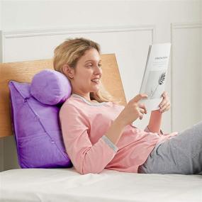 img 3 attached to Enhance Your Reading and TV Experience with the Cheer Collection Wedge Shaped Pillow - Adjustable Neck Support, Purple