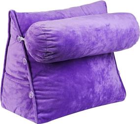 img 4 attached to Enhance Your Reading and TV Experience with the Cheer Collection Wedge Shaped Pillow - Adjustable Neck Support, Purple