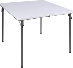 img 4 attached to 🃏 34&#34; Square Folding Card Table by REDCAMP - Lightweight Portable Resin Top, Easy Fold-in-Half for Outdoor and Indoor Use by Adults (White)