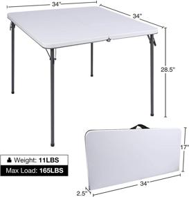 img 3 attached to 🃏 34&#34; Square Folding Card Table by REDCAMP - Lightweight Portable Resin Top, Easy Fold-in-Half for Outdoor and Indoor Use by Adults (White)