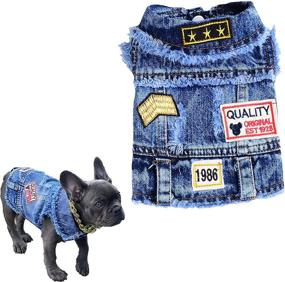 img 4 attached to DOGGYZSTYLE Denim Dog Vest Hoodie Jacket for Small to Medium Dogs