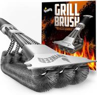 🔥 3-in-1 stainless steel grill brush: heavy duty cleaner, scraper, and bottle opener logo