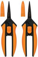 🔪 fiskars 399241-1002 micro-tip pruning snips with non-stick blades - 2 pack, orange logo