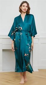 img 2 attached to 👘 Stylish Long Robe for Women - Luxurious 100% Silk Kimono in Classic Colors and Prints