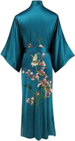img 3 attached to 👘 Stylish Long Robe for Women - Luxurious 100% Silk Kimono in Classic Colors and Prints