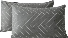 img 4 attached to SUSYBAO 100% Cotton Pillowcases Queen Size Set of 2 - Gray Zigzag Print Bed Pillow Covers with Envelope Closure - Soft, Durable, and Easy to Maintain - Decorative Home Accessories (2 Pack, 20 x 26 inch)