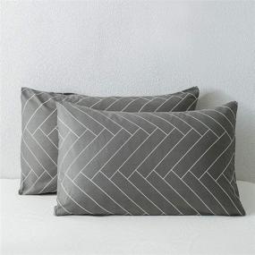 img 2 attached to SUSYBAO 100% Cotton Pillowcases Queen Size Set of 2 - Gray Zigzag Print Bed Pillow Covers with Envelope Closure - Soft, Durable, and Easy to Maintain - Decorative Home Accessories (2 Pack, 20 x 26 inch)