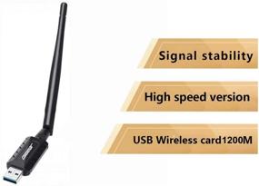 img 3 attached to Адаптер WiFi OSGEAR 1300Мбит/с с антенной высокого усиления 5dBi для ПК, настольных компьютеров и ноутбуков - Двухдиапазонный 802.11AC 2.4ГГц 400Мбит/с 5.8ГГц 867Мбит/с - Windows 10 8 7 XP Vista Mac Linux