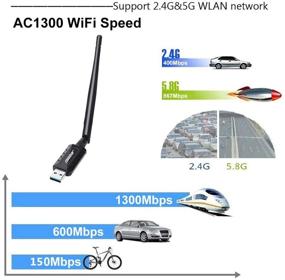 img 2 attached to Адаптер WiFi OSGEAR 1300Мбит/с с антенной высокого усиления 5dBi для ПК, настольных компьютеров и ноутбуков - Двухдиапазонный 802.11AC 2.4ГГц 400Мбит/с 5.8ГГц 867Мбит/с - Windows 10 8 7 XP Vista Mac Linux