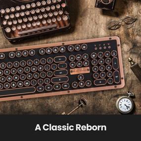 img 2 attached to 🖥️ Vintage Artisan Azio Retro Classic Bluetooth Keyboard: Backlit Leather Mechanical for PC/Mac