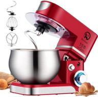 🔴 powerful red stand mixer - 6.5-qt 600w 6-speed tilt-head food mixer with dough hook, wire whip & beater for effortless kitchen mixing logo
