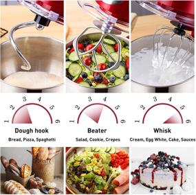 img 2 attached to 🔴 Powerful Red Stand Mixer - 6.5-QT 600W 6-Speed Tilt-Head Food Mixer with Dough Hook, Wire Whip & Beater for Effortless Kitchen Mixing