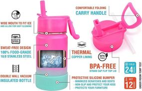 img 2 attached to 🥤 CHILLOUT LIFE 12 oz Insulated Water Bottle with Straw Lid for Kids + 20 Cute Waterproof Stickers - Personalize Your Kids Metal Water Bottle with Style