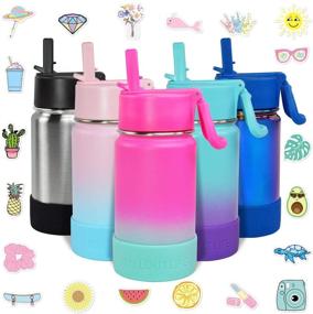 img 4 attached to 🥤 CHILLOUT LIFE 12 oz Insulated Water Bottle with Straw Lid for Kids + 20 Cute Waterproof Stickers - Personalize Your Kids Metal Water Bottle with Style