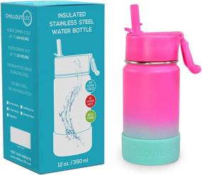 img 3 attached to 🥤 CHILLOUT LIFE 12 oz Insulated Water Bottle with Straw Lid for Kids + 20 Cute Waterproof Stickers - Personalize Your Kids Metal Water Bottle with Style