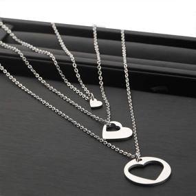 img 1 attached to ENSIANTH Generations Necklace Set: Heart Cutout Mother's Day Gift for Grandmother, Mother, and Daughter