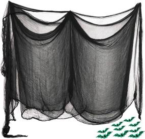 img 4 attached to 🕸️ Abida Halloween Creepy Cloth - 354 x 78 inch - Spooky Black Decor for Haunted Houses, Parties, Doorways - Outdoors & Indoors. Includes Bat Fluorescent Stick.