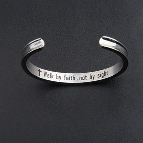 img 3 attached to 🙏 Christian Jewelry Hair Tie Bracelet: Walk by Faith Not by Sight - Bible Verse Faith Bracelet